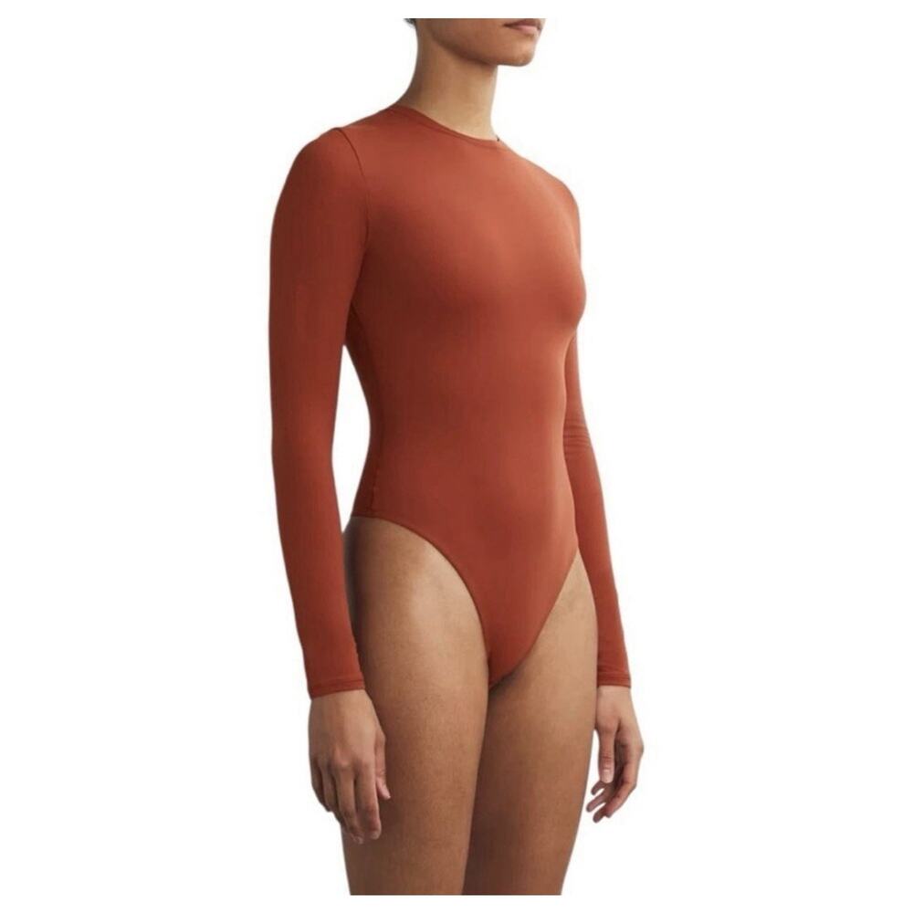 NWT Skims Fits‎ Everybody Long Sleeve Crew Neck Bodysuit Saffron 2X Minimalist